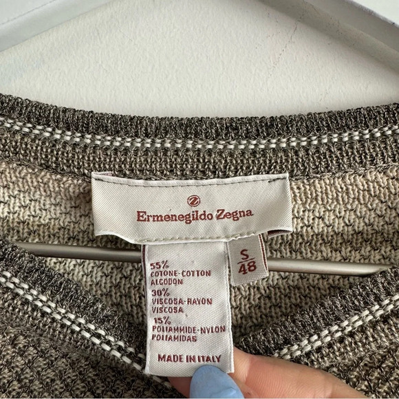Ermenegildo Zegna striped crewneck cotton blend sweater size S/48 - Picture 3 of 5